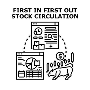 First in first out stock circulation concept Stock Illustration