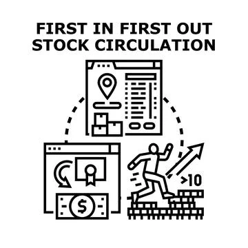 First in first out stock circulation concept illustration Stock Illustration