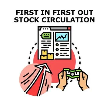 First in first out stock circulation accounting concept Stock Illustration