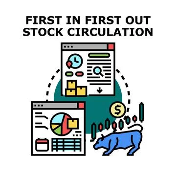 First in first out stock circulation concept Stock Illustration
