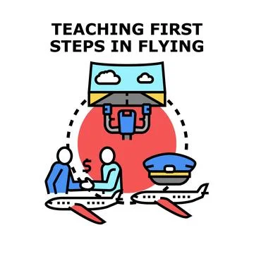 First flight lessons and aviation pilot education Illustrazione stock