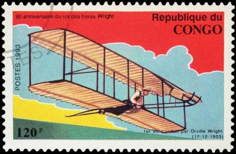 First flight of Orville Wright on the plane in 1903 Foto stock