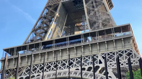 First floor of the Eiffel Tower in Paris, France Stock Footage 197361801