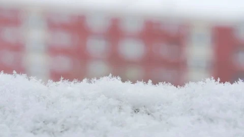 First fluffy white snow on blurred background Stock Footage 95636358