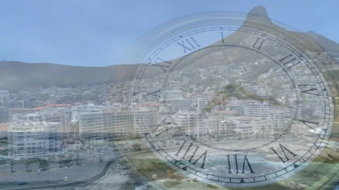At first frame animated clock ticking, shifting hands showing time passing over Stock Footage 319800896