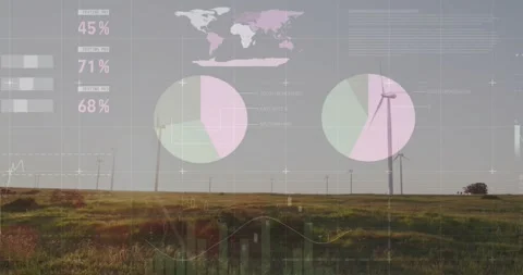 First frames starting HUD overlays fading in over right turbine, charts Video stock 322120102