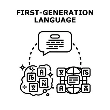 First generation language developing programming code concept Stock-Illustration
