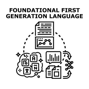First generation language foundational programming concept Stockillustratie