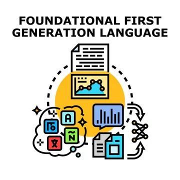 First generation language foundational programming concept 库存插图