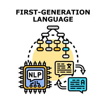 First generation language processing with natural language understanding Illustrazione stock