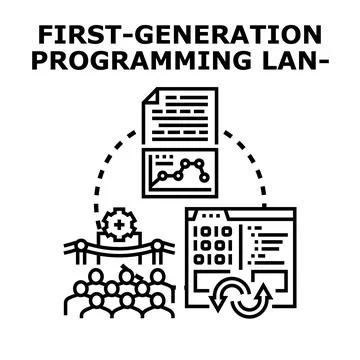 First generation programming language vector concept Stock Illustration