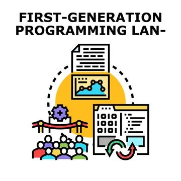 First generation programming language vector concept Stock Illustration