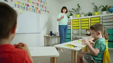 In the first grade studies are conducted at desks with the teacher. Stock Footage 244651380