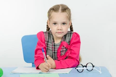 First grader do homework Stock Photos