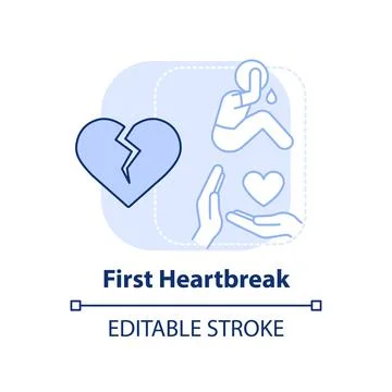 First heartbreak light blue concept icon Stock Illustration