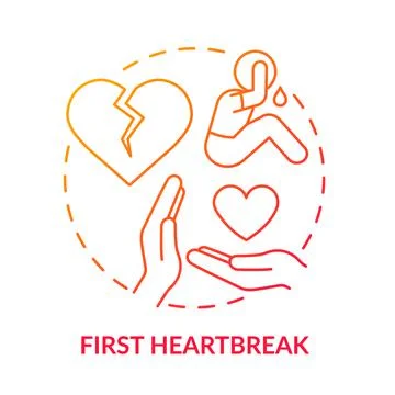 First heartbreak red gradient concept icon Illustrazione stock