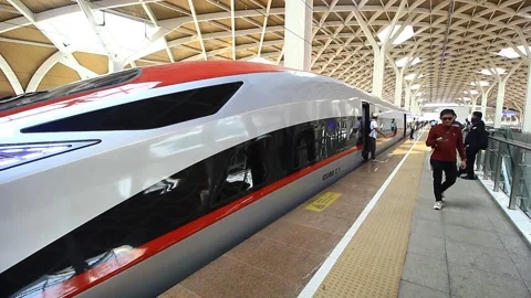 THE FIRST HIGH SPEED RAIL TRAIN IN INDONESIA NAMED WHOOSH Stock Footage 252758967