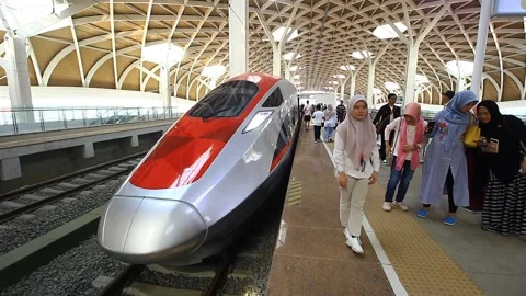THE FIRST HIGH SPEED RAIL TRAIN IN INDONESIA NAMED WHOOSH Stock Footage 252759205