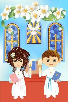 First Holy Communion, Stock Illustration