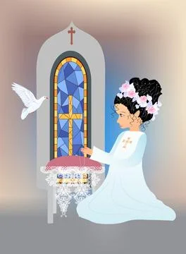 First holy communion, Illustrazione stock
