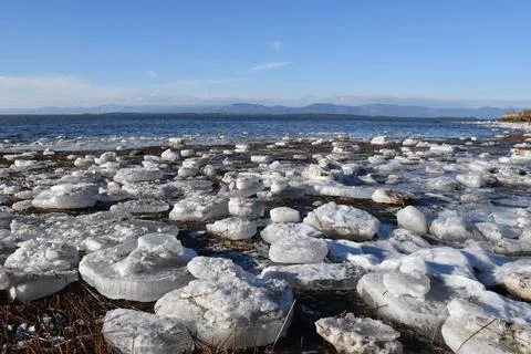 The first ice on the river Stock Photos