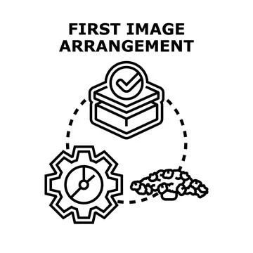 First image arrangement process concept creating solution Illustrazione stock