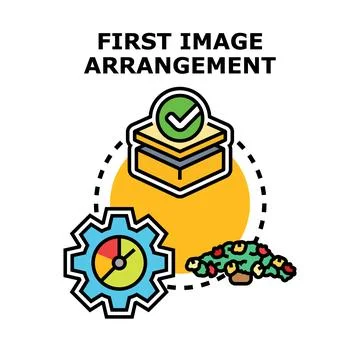 First image arrangement process concept creating solution Stock Illustration