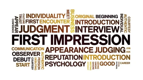 First impression animated word cloud,animation kinetic typography seamless loop Stock Footage 240171134