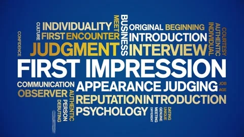 First impression animated word cloud,animation kinetic typography seamless loop Stock Footage 240172431