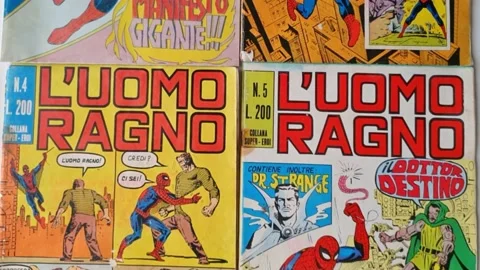 First italian edition of Spider-man's comic books Stock Footage 163889710