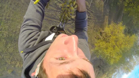 First jump off a bridge Stock Footage 33614146