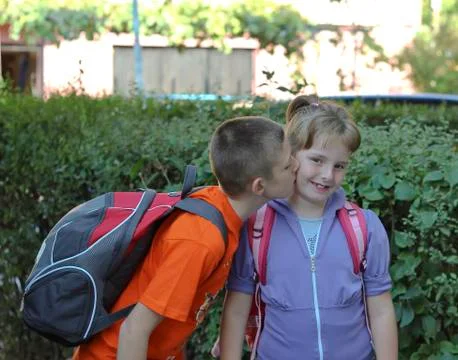 First kiss Stock Photos