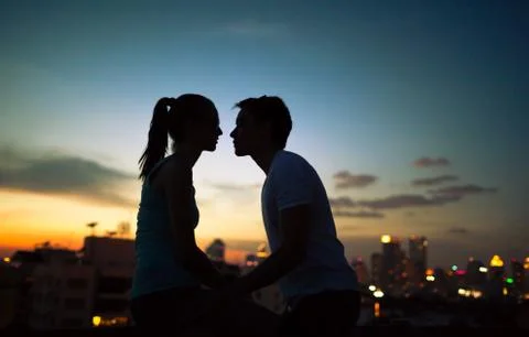 The first kiss Stock Photos