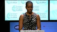 First Lady Michelle Obama Speaks At The U.s. Africa Leaders Summit - 2014 Stock Footage