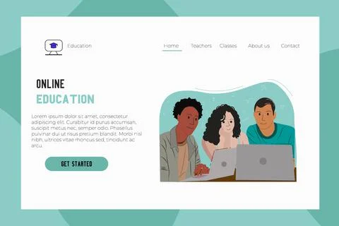 First landing page screen for online university  Stock Illustration
