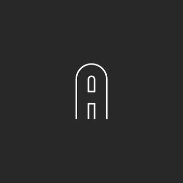 First latter alphabet monogram logo, mockup outline minimalism hipster style  Stock Illustration