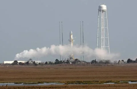 The first launch attempt for the Antares rocket was aborted. Copyright: xp... Stock Photos