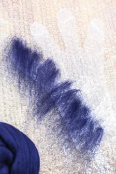 First layer of fibers on cutting pattern 库存照片