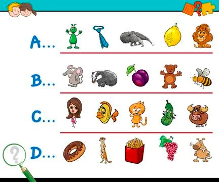 First letter of a word activity game Stock Illustration