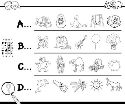 First letter of a word coloring book イラスト素材