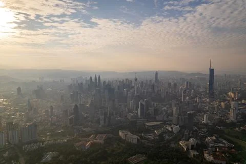 First light of dawn breaks over Kuala Lumpur Stock Photos
