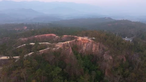First light hits sandstone cliffs of Pai famous canyon, Thailand Stock Footage 309240556