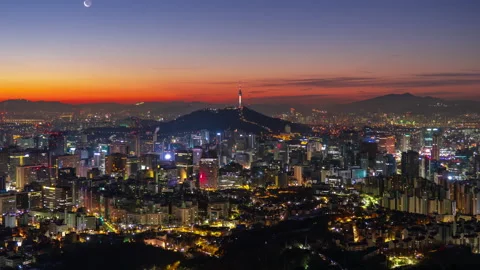 The first light of the year during the winter sunrise. in Seoul, South Korea. Stock Footage 168063211