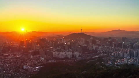 The first light of the year during the winter sunrise. in Seoul, South Korea. Stock Footage 168066219