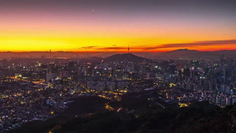 The first light of the year during the winter sunrise. in Seoul, South Korea. Stock Footage 168066703