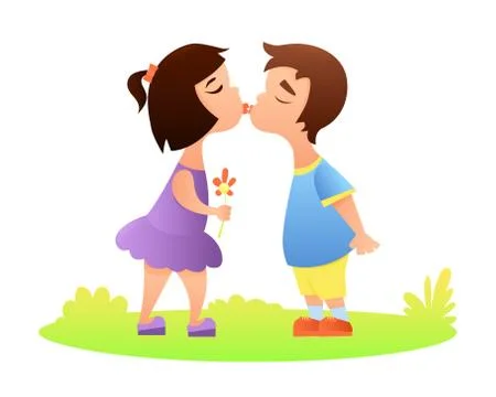 First Love Kiss Stock Illustration