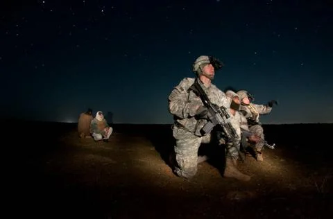 First Lt. Pat Barone, a platoon leader, and Sgt. Daryl Appling, both with ... Stock Photos