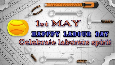 First may happy labour day greetings with celebrate labourers spirit short .. Stock Footage 273247877