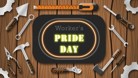 First may is workers pride day greetings for international labour day with .. Stock Footage 272242704