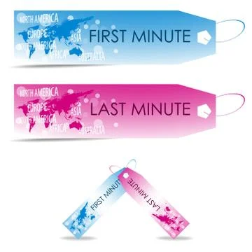 First minute and last minute travel web tag Stock Illustration